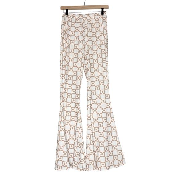 Princess Polly Pants - Princess Polly Cream and Brown Boot Cut Flare Pants Size 4